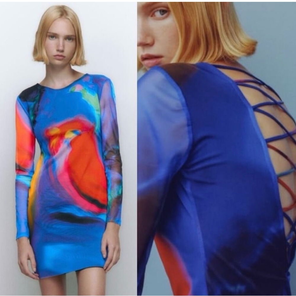 NWT Zara Multicolor Dress Mini Bodycon New